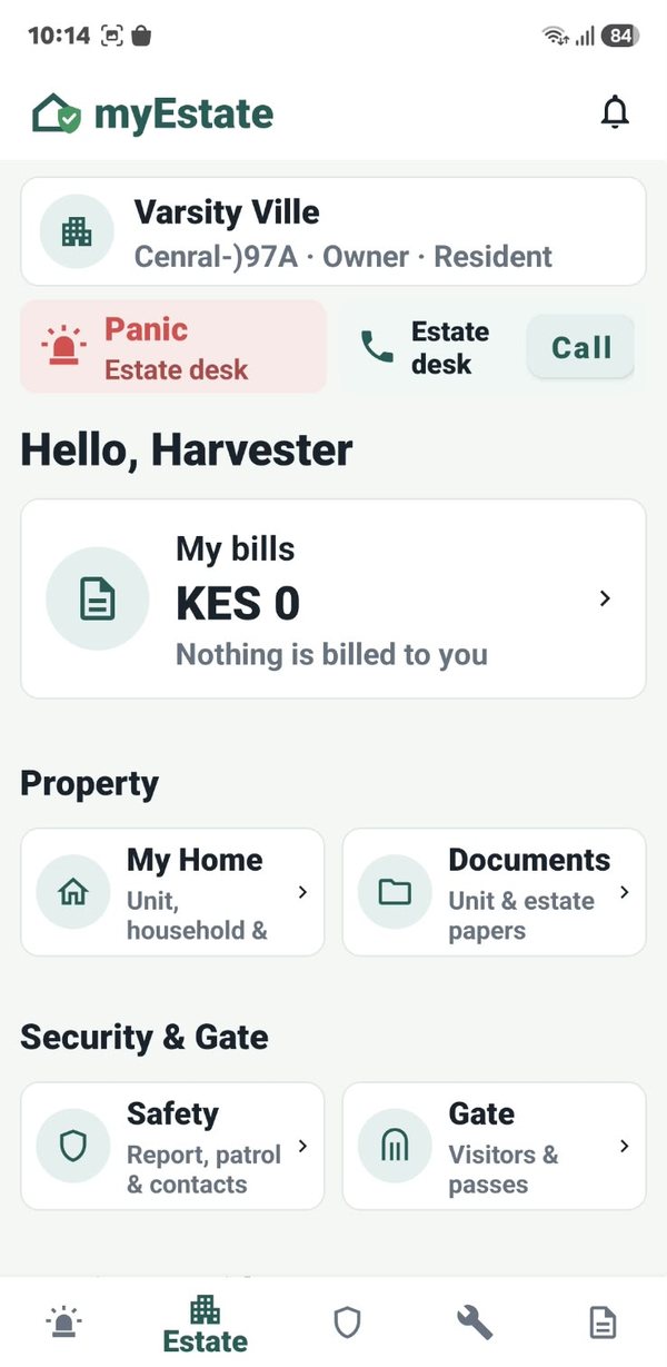 Jilinde myEstate - estate panic, bills, home, gate and safety