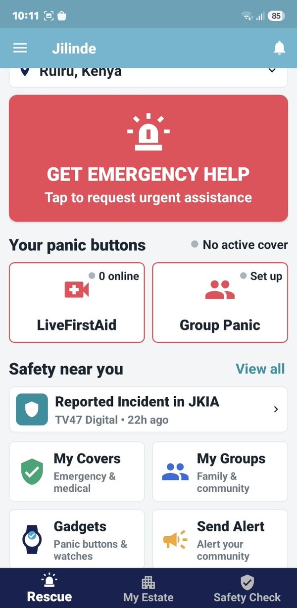 Jilinde app - Rescue home: Get Emergency Help, LiveFirstAid, Group Panic, safety near you